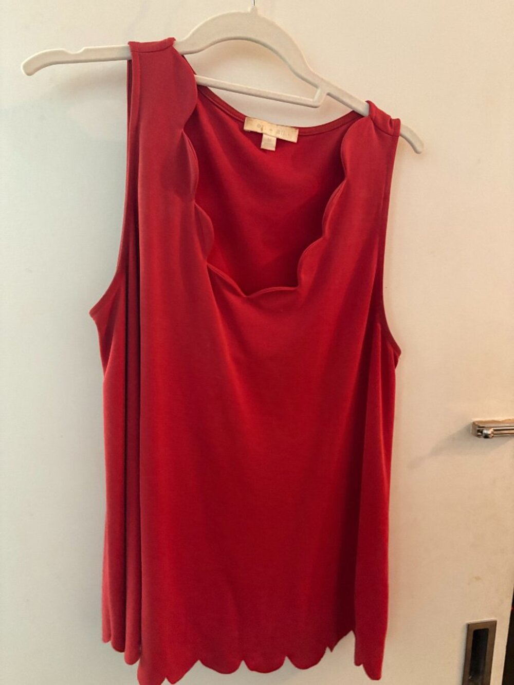 Anthropologie Eri + Ali Scalloped Tank Top Rust Red Sz M